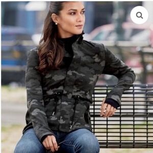 Cabi Black Grey Camo Camouflage Full Zip ATC Jacket Size L